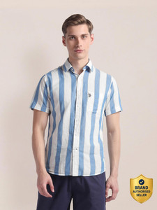 U.S. POLO ASSN. Men Striped Casual Blue
