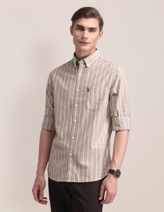U.S. POLO ASSN. Men Striped Formal Brown