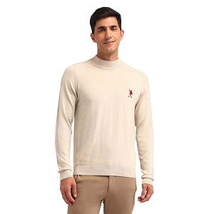U.S. Polo ASSN. Mens Beige Heathered Mock
