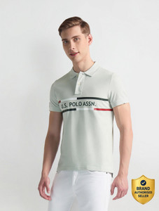U.S. POLO ASSN. Typography Striped Men Polo