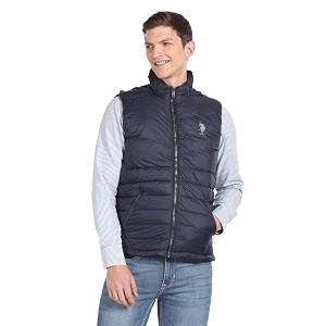 U.s.polo association mens concealed hood sleeveless jacket