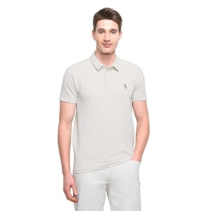 U.S.Polo Association Mens Textured Slim Fit Polo