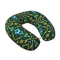U-Shaped Memory Foam Travel Pillow Teal Green Native American Tribal Ethnic Western Horse, Neck and Chin Support for Rest on Airplanes and Long Drives