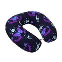 U-Shaped Pillow Magic Moon Moth Mystical Goth Astrology Art for Travel Comfort, Memory Foam Neck Support for Sleeping on Flights and in Vehicles