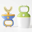 U Shaped Toothbrush for Kids, Rotating Toddler Toothbrush Ages 2-4 Silicone