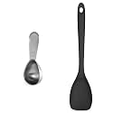 U-Taste 18/8 Stainless Steel Coffee Scoop 2 Tablespoon Metal Measuring Spoon and 600ºF Heat Resistat Spatula Spoon Flexible Silicone Cooking Scoop Spoonula (Black)