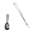 U-Taste 18/8 Stainless Steel Measuring Coffee Scoop with Short Handled Measure Scooper (Silver, 2Tbsp/30ml) and 8in Kitchen Plating Tweezer:18/8 Stainless Steel Food-Grade Metal Food Tong (Round Tip)