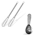 U-Taste 18/8 Stainless Steel Short Handled Measuring Coffee Scoop 2 tablespoon (Silver, 2Tbsp/30ml) and 18/8 Stainless Steel 7" Mini Whisk for Cooking