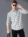 U TURN Men Checkered Casual Grey Shirt