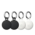 [U] by UAG Compatible with AirTag Case, Soft-Touch Silicone Dot Pattern Protective Case / Cover Designed for Apple AirTag (2021) with Key Ring Attachment - Black / Marshmallow (Pack of 4)