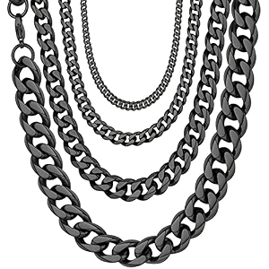 u7 miami cuban chain in stainless black gold color flat link necklace nk cuban chains for men womenwidth 3-12mmlength 1434 1634 1834 2034 2234 2434 2634 2834 3034 inch with gift box