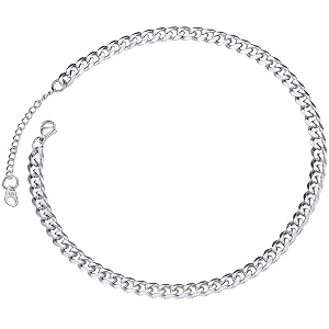 u7 stainless steel chains for women 6mm wide choker curb chain necklace 14inch