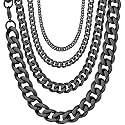 U7 Men's Cuban Link Chain Necklace 316L Stainless Steel Fashion Rapper Jewelry 22inch Black