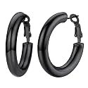 U7 Silver/Black/Gold 5mm Chunky Hoop Earrings for Women,20/30/40/60/80mm