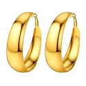 U7 Silver/Black/Gold 5mm Chunky Hoop Earrings for Women,20/30/40/60/80mm