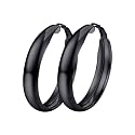 U7 Silver/Black/Gold 5mm Chunky Hoop Earrings for Women,20/30/40/60/80mm