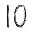 U7 Silver/Black/Gold 5mm Chunky Hoop Earrings for Women,20/30/40/60/80mm