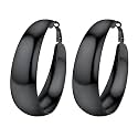 U7 Silver/Black/Gold 5mm Chunky Hoop Earrings for Women,20/30/40/60/80mm