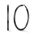 U7 Silver/Black/Gold 5mm Chunky Hoop Earrings for Women,20/30/40/60/80mm