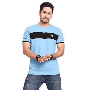 Mens Polister Solid Round Neck Half Sleeve