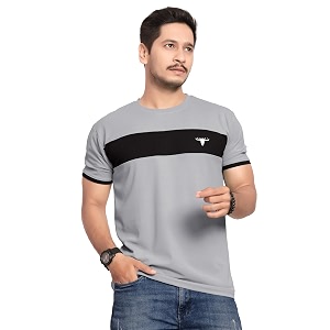Mens Polister Solid Round Neck Half Sleeve