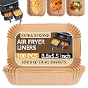 UBeesize Air Fryer Paper Liners Disposable For Ninja, 100 PCS Non Stick Parchment Paper For Ninja DZ201/DZ401 Dual, Oil Proof, Water Proof Food Grade Air Fryer Accessoriess(Rectangle - 8.6"X5.5")