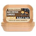 UBeesize Air Fryer Paper Liners Disposable For Ninja, 200 PCS Non Stick Parchment Paper For Ninja DZ201/DZ401 Dual, Oil Proof, Water Proof Food Grade Air Fryer Accessoriess(Rectangle - 8.6"X5.5")