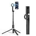 UBeesize Magnetic Tripod for iPhone with Remote, 64’’ Extendable Phone Stand for Video Recording/Vlogging, N52 Strong Holder for iPhone 12-15/Android, Portable Travel Selfie Stick Tripod(Black)