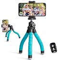 UBeesize Phone Tripod, Portable and Flexible Tripod with Wireless Remote and Clip, Cell Phone Tripod Stand for Video Recording Blue