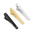 3Pcs Stainless Steel Tie Clips for Men Unique Gold Tie Bar Pin Tack Set