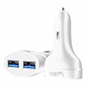 Ubon CH85 20W Dual USB Car Charger with Micro USB Cable | Fast Charging Car Adapter | Overheat &amp; Overvoltage Protection | Compact &amp; Durable Design | Compatible with All Smartphones &amp; Devices (White)