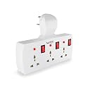 UBON EXT-100 Extension BoardPower Champ Cordless Surge Protector with Short Circuit Protection, 3 Sockets, Individual Switches & LED Indicators, Compatible for Electronic Devices (White Red)