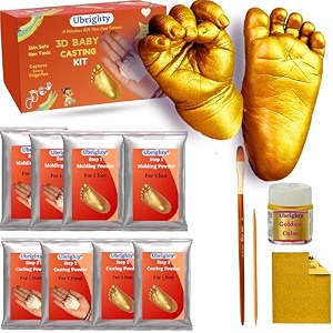 ubrighty hand foot casting kit for baby  3d casting kit hand print and foot print molding powder clay moulding material 4 castings up to 9 month baby