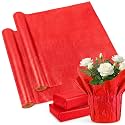 UCandy 2 Roll 5.5 Yard Plant Pot Floral Foil, Matte Red Texture Floral Foil Festival Plant Pot Covers, Red Florals Foils Wrapping Paper for Home Garden Pots Vases DIY Decoration