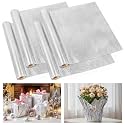 UCandy Plant Pot Floral Foil, Matte Texture Floral Foil Festival Plant Pot Covers, Golden Florals Foils Wrapping Paper for Home Garden Pots Vases DIY Decoration (Silver, 22 yard)