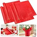 UCandy Plant Pot Floral Foil, Matte Texture Floral Foil Festival Plant Pot Covers, Golden Florals Foils Wrapping Paper for Home Garden Pots Vases DIY Decoration (Red, 22 yard)