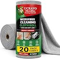 UCRAVO 1 ROLL 20 Sheets Reusable Kitchen Towel Roll - 4000 Times Washable | Soft & Highly Absorbent Eco Bamboo Wipes Better Alternative to Dishcloth & Kitchen Tissue Paper Roll | Home & Glass Cleaning