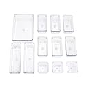 UCRAVO 12PCS Clear Plastic Drawer Organizers Set, Versatile Bathroom and Vanity Drawer Organizer Trays, Storage Bins for Makeup jewelry, Utensils in Bedroom Dresser Office Kitchen, Bathroom, Office