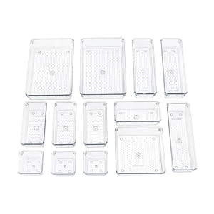 ucravo 13pcsdrawer organiser system drawer organiser made of clear plastic dressing table organiser transparent organisation drawer non-slip for office kitchen bathroom cosmetics desk closet