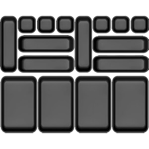 ucravo 16pcs set storage organizer  kitchen organizer  makeup organizer tray set  desk drawer divider tray  multi-purpose stationery organizer with interlock  black