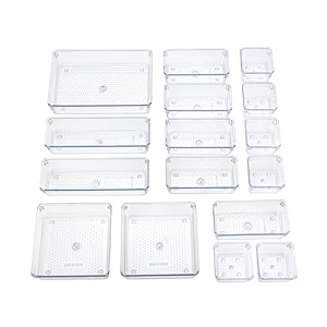 ucravo 16pcs drawer organizer with non-slip silicone pads desk drawer organizer trays storage tray for makeup jewelry utensils in bedroom dresser office kitchen bathroom accessories amp much more