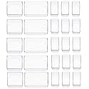 UCRAVO 25pcs Multi-Purpose Plastic Drawer Storage Set for Home and Office Organization Desktop Storage Box with Divided Trays for Kitchen, Bedroom, Dorm Accessories, Tool Box or Garage Organization