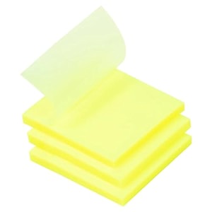 ucravo 50 sheets colored transparent sticky notes - translucent smooth writing quick clear waterproof through self-sticky notes - aesthetic office school supplies 1 pad yellow