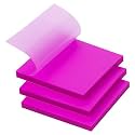 UCRAVO 50 Sheets Colored Transparent Sticky Notes Translucent Notes, Smooth Writing Quick Clear Waterproof Self-Sticky Notes, Through Sticky Notes, Aesthetic Office School Supplies(1 pad)(Purple)