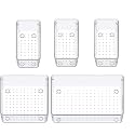 UCRAVO 5pcs Drawer Partition Box, Silverware Drawer Organizer, Desktop Makeup Storage Box For Jewelry, Data Cables, Household Storage And Organization For Closet, Kitchen, Bedroom, Bathroom, Office