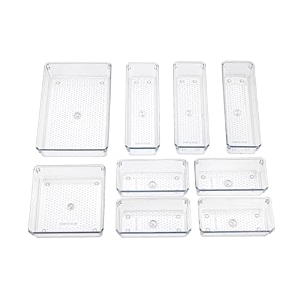ucravo 9pcs drawer partition box silverware storage tray desktop makeup storage box for jewelry data cables household storage and organization for closet kitchen bedroom bathroom office desk