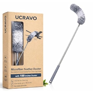 ucravo microfiber feather duster bendable amp extendable fan cleaning duster with100 inches duster for cleaning high ceiling faninterior roof washable mop for high ceiling fanswindow blindsfurniture