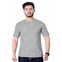Round Collar Cotton Poly Striped Printed T