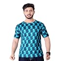 Round Collar Cotton Poly Striped Printed T