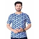 Round Collar Cotton Poly Striped Printed T